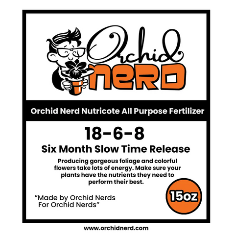 Orchid Nerd Nutricote 18-6-8 slow release fertilizer 15 oz for orchids and indoor plants with balanced NPK and 180-day nutrient delivery