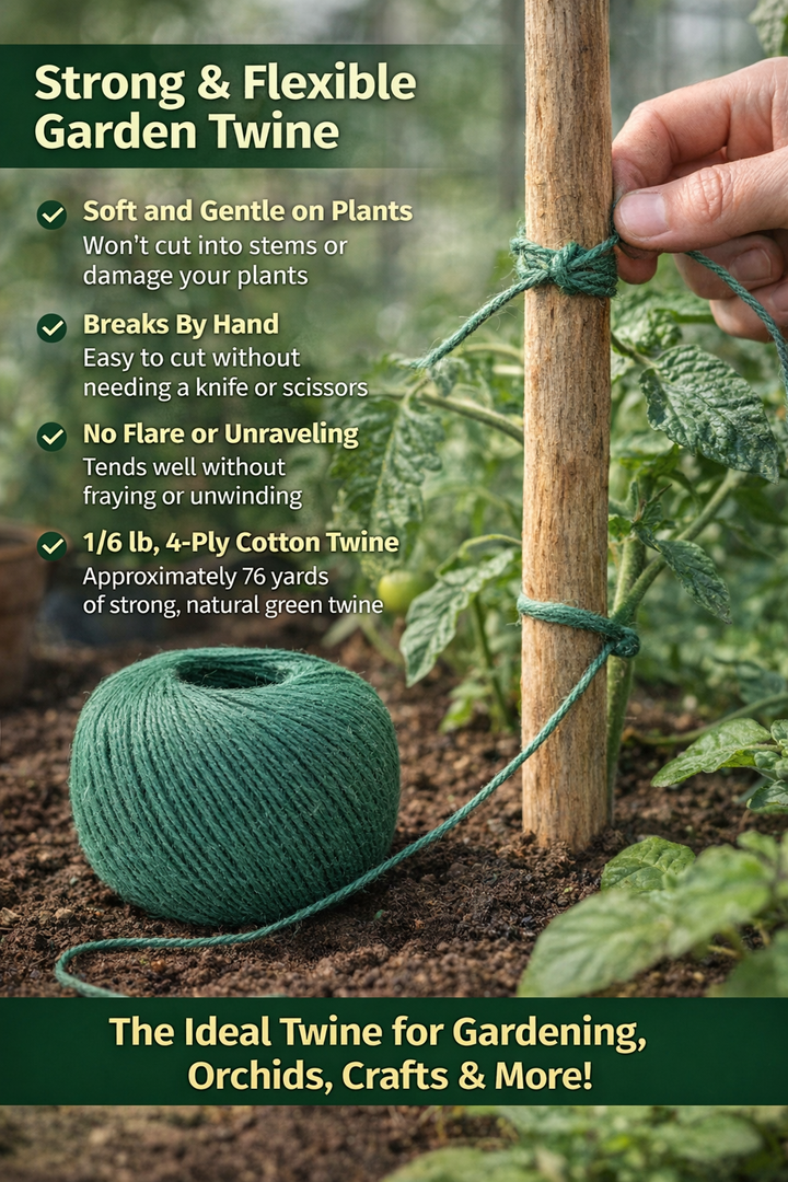 Orchid Nerd Green Cotton Gardening Twine – Ball 2 Pack (4-Ply, 1/6 lb, 800&