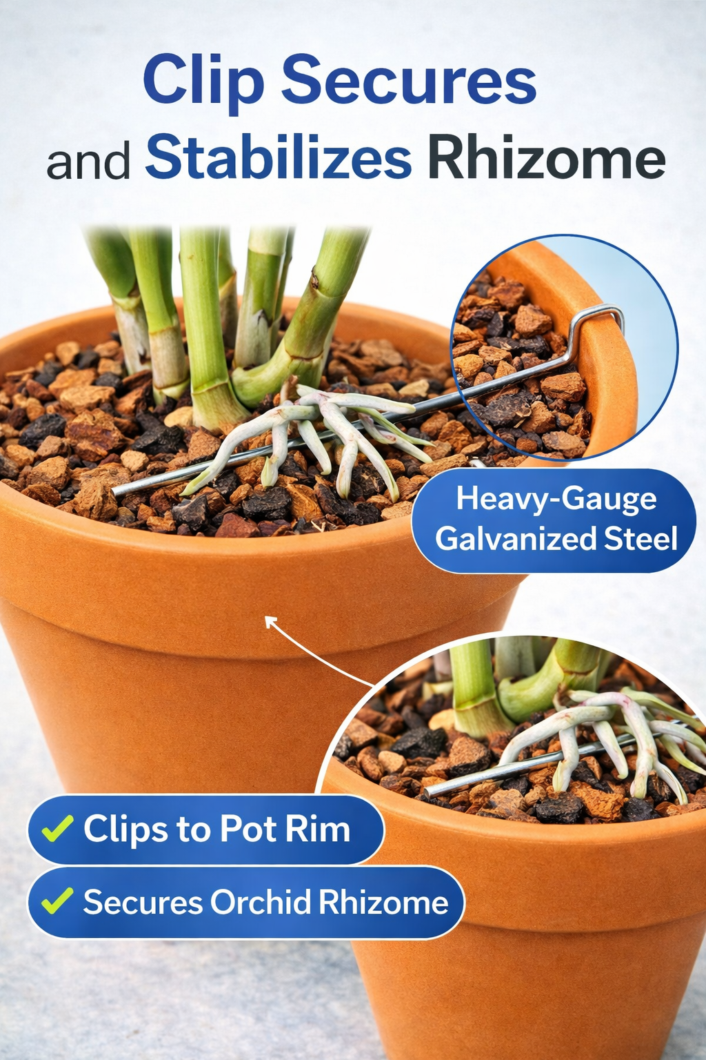Orchid Nerd Galvanized Metal Rhizome Clips – 10 Pack, 25 Pack, or 30 Pack Variety