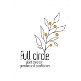 Full Circle Plant Care premium soil conditioner minimalist logo design featuring branch with golden berries.