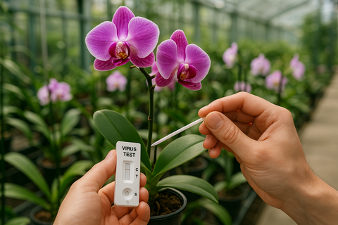using an orchid virus oant test kit on plant