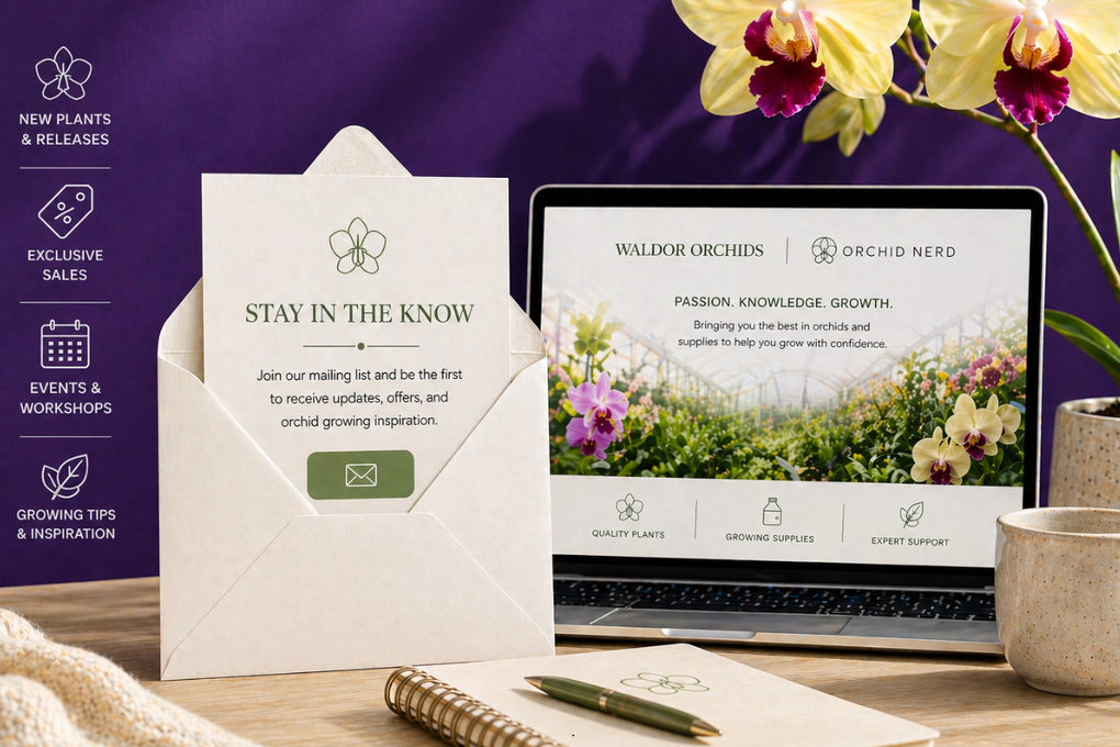 waldor-orchids-orchid-nerd-mailing-list-signup-purple-background-envelope-orchid-laptop-display-join-mailing-list-exclusive-sales-events-growing-tips-sign-up-for-orchid-releases-supplies-updates-and-greenhouse-events