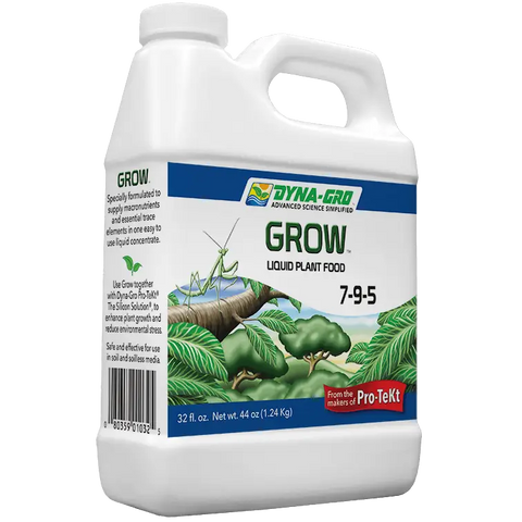 Superthrive Grow 7-9-5 quart size liquid fertilizer formerly Dyna-Gro for urea-free complete plant nutrition in soil, hydroponic, and indoor growing