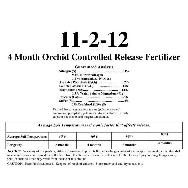 Orchid Nerd ™ 11-2-12 All Purpose Slow Time Release Fertilizer 120 days 15 ounces.