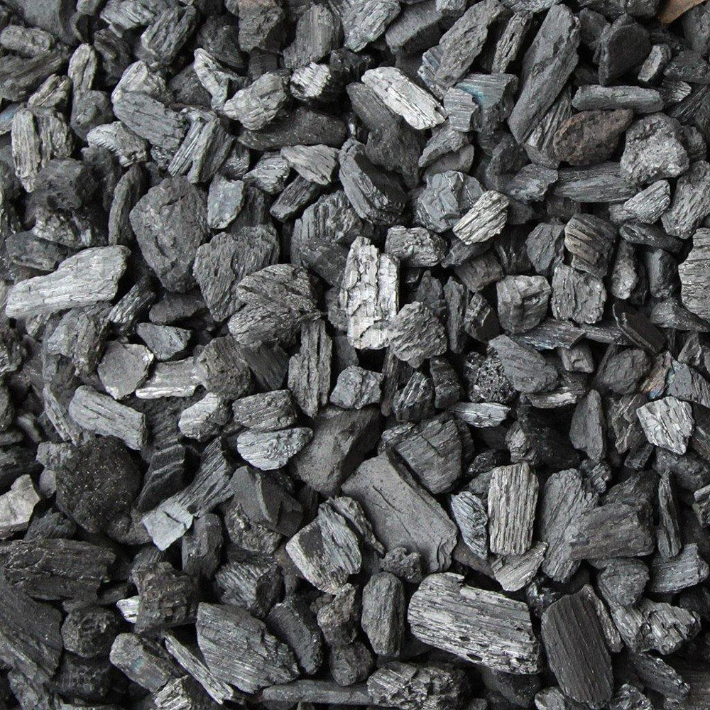 Orchid Nerd hardwood horticultural charcoal #4 medium grade 2 cubic foot box for orchids and tropical , ideal for drainage and root health. Upclose Shot