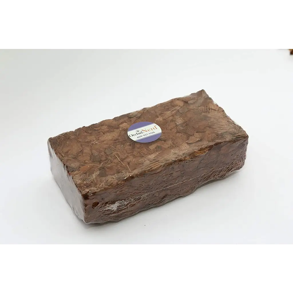 Orchid Nerd ™ Premium Coconut Coir Fiberized Husk Chips in a Brick 500 Grams.