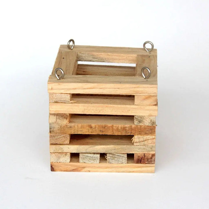 The perfect 4" teakwood basket for mini orchids. Handmade, rot-resistant, and breathable. Great for hanging or tabletop display. Includes 4-wire hanger.